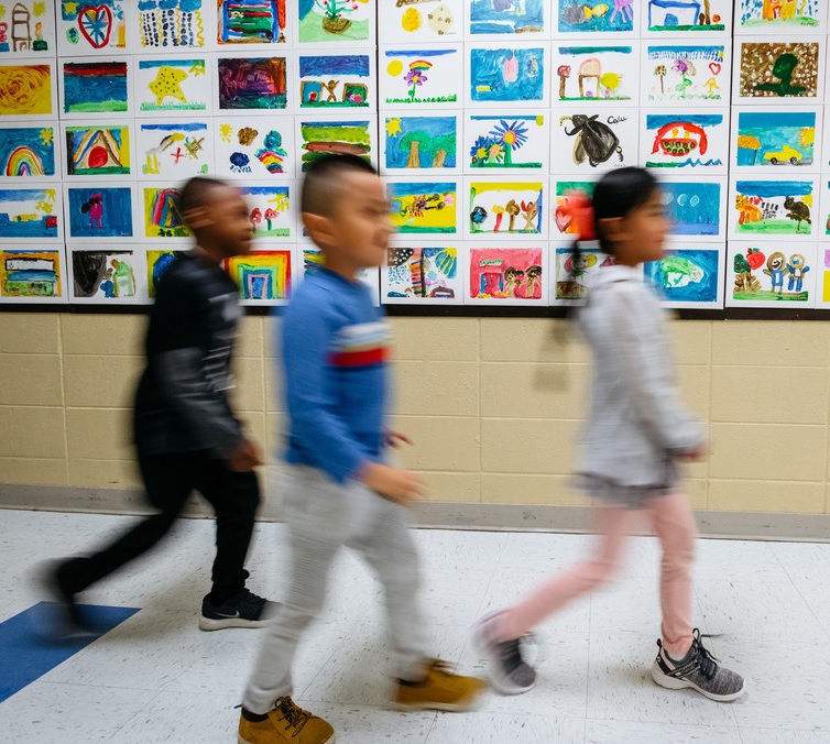 Students walking at Glen Iris Elementary, Birmingham, Alabama