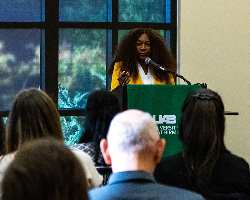 Woman lecturing a class