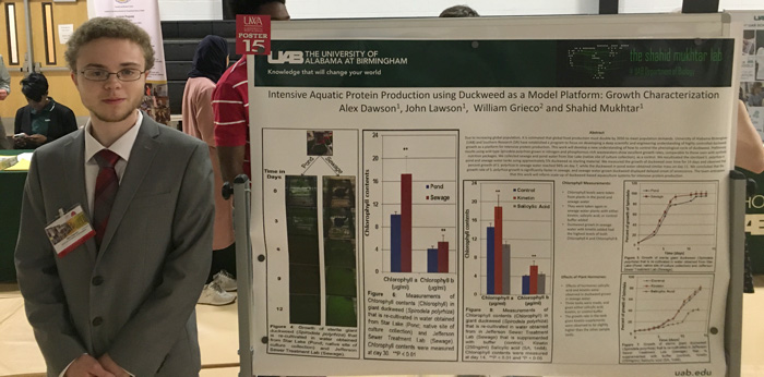Alex Dawson with the poster he presented at UWA's Undergraduate Research Symposium.