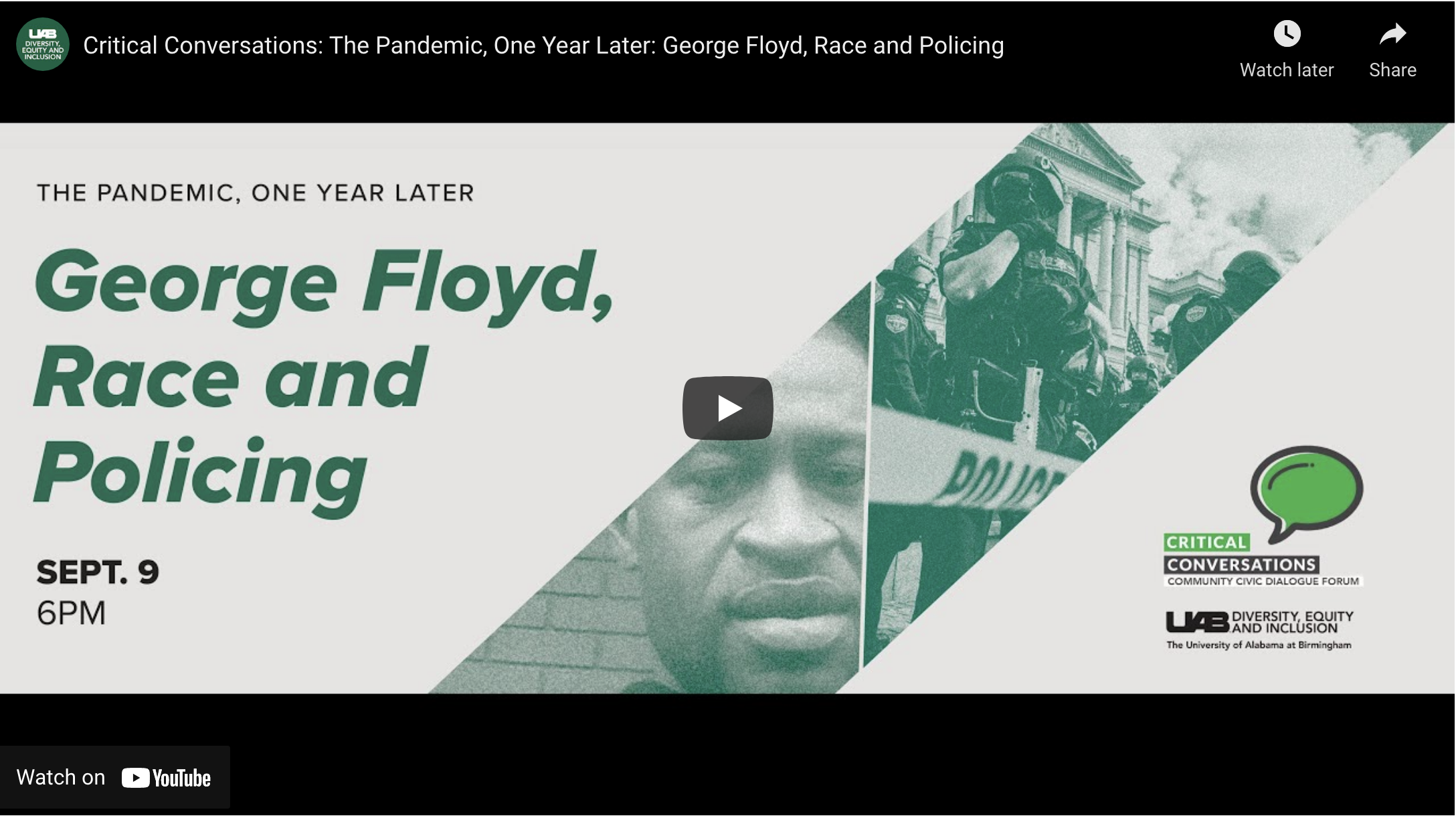 Critical Conversations: The Pandemic, One Year Later: George Floyd, Race and Policing