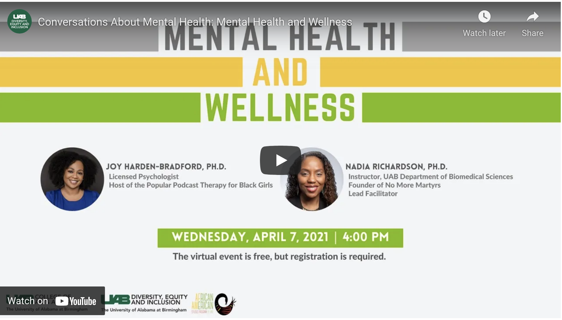Conversations about Mental Health: Mental Health and Wellness