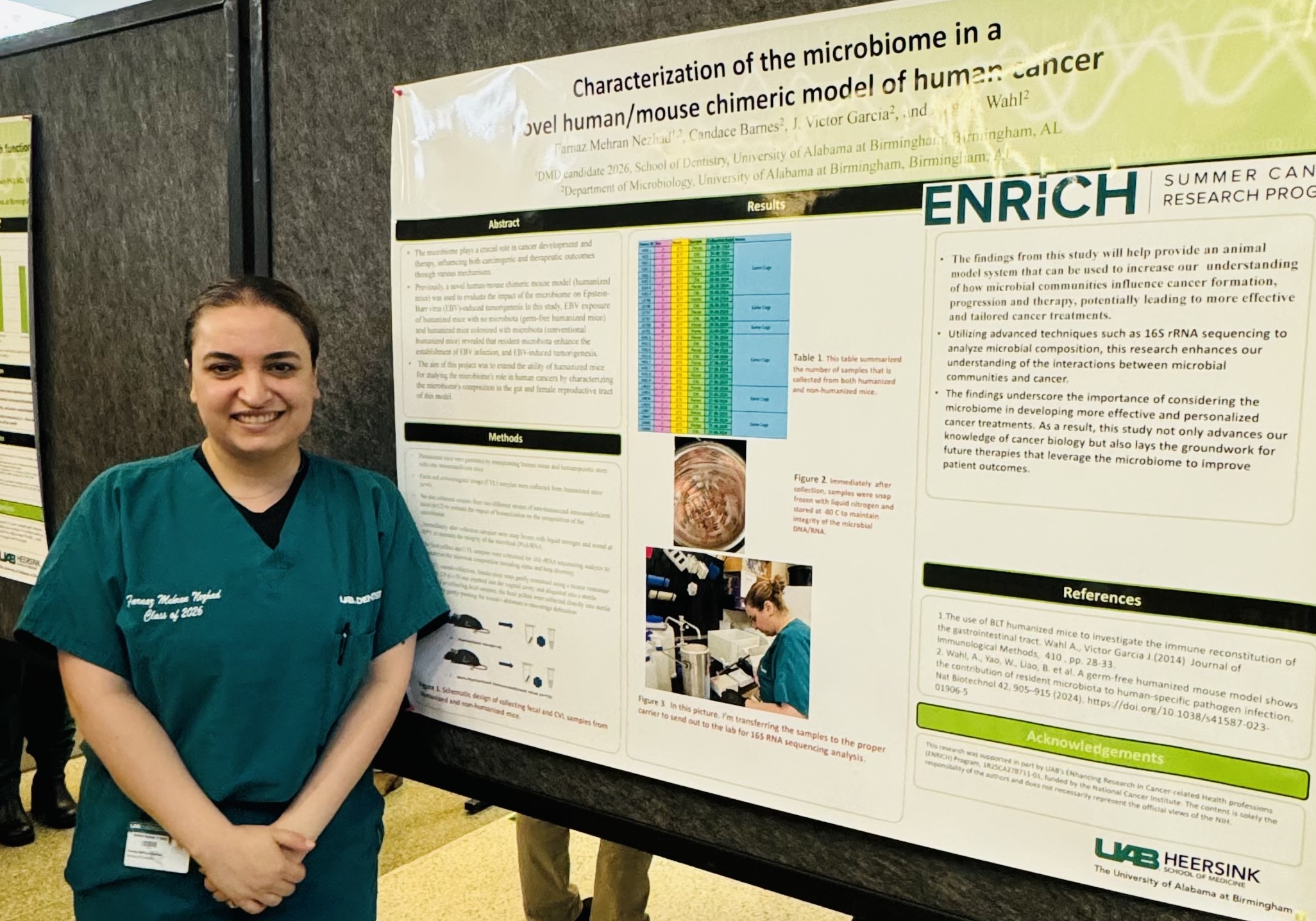 Farnaz Mehran at UAB ENRICH symposium with her poster presentation cropped