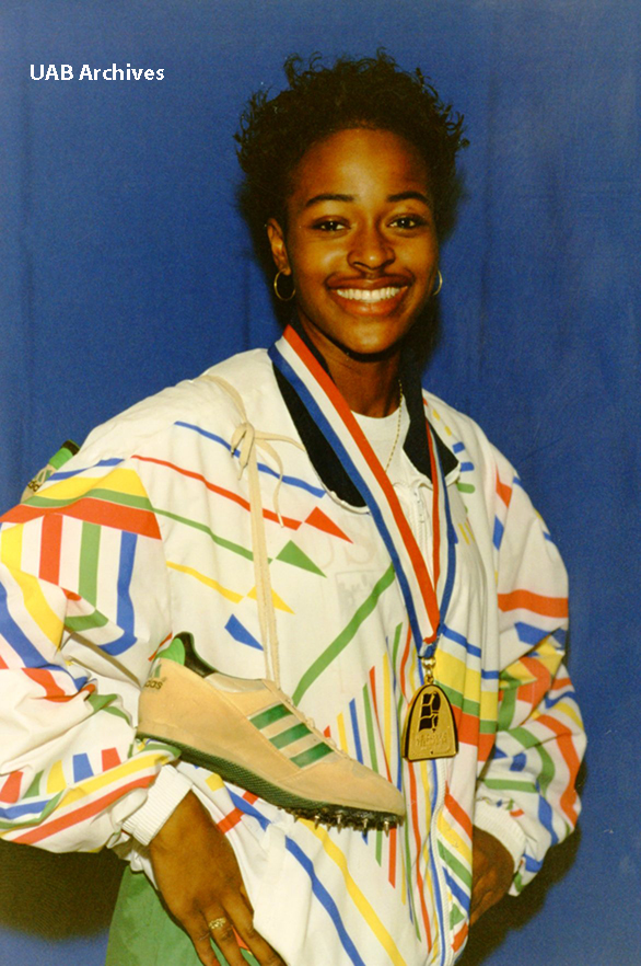 Vonetta Flowers, then Vonetta Jeffries, as a student athlete at UAB.