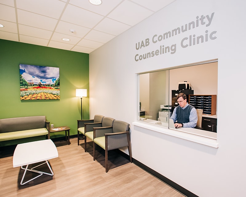 Front desk of the Community Counseling Clinic. 