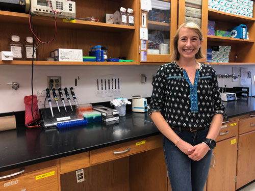 Aubrey Schonoff posing in the lab.