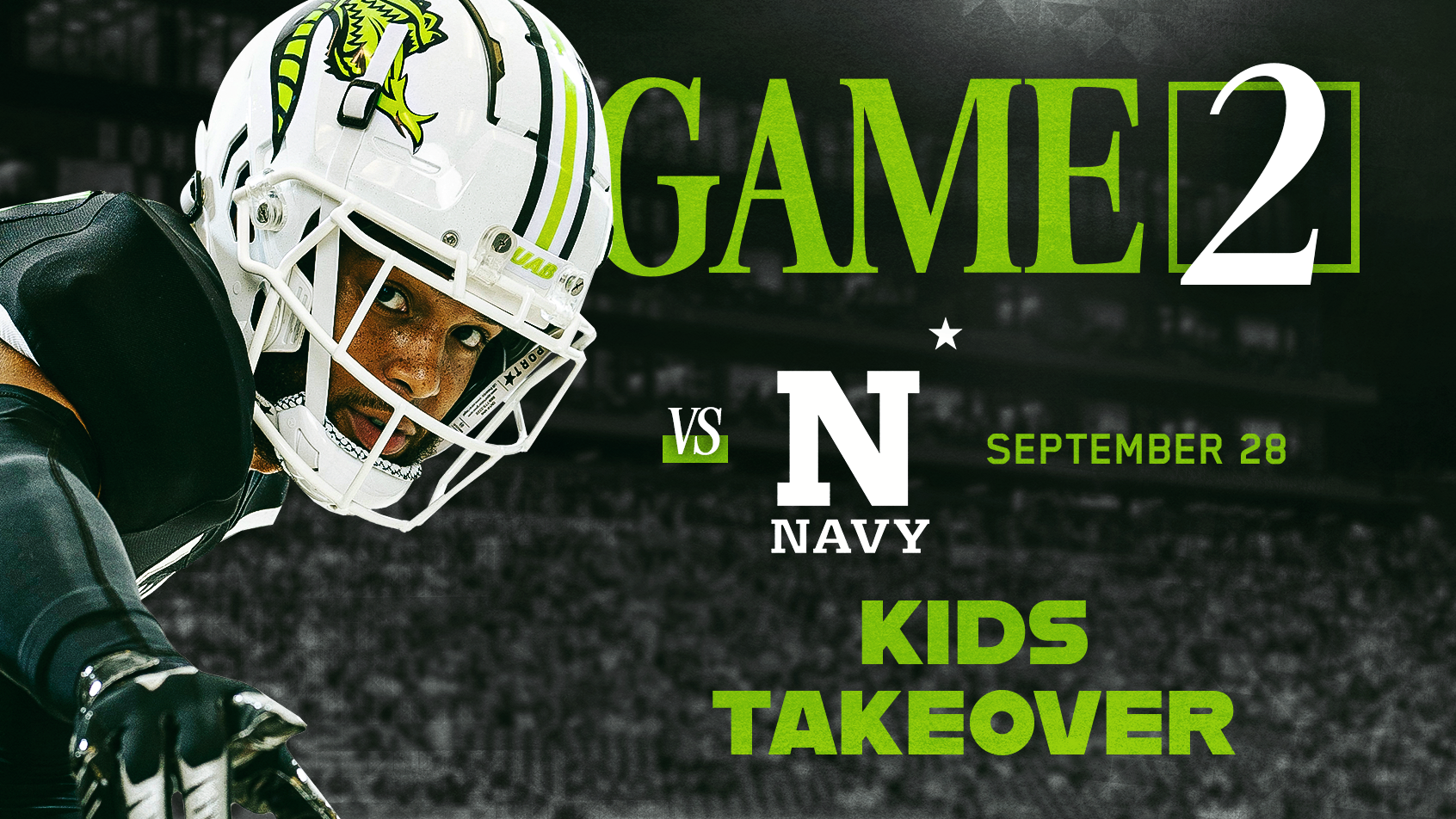 UAB Football: Blazers vs Navy. September 28. Kids Takeover.