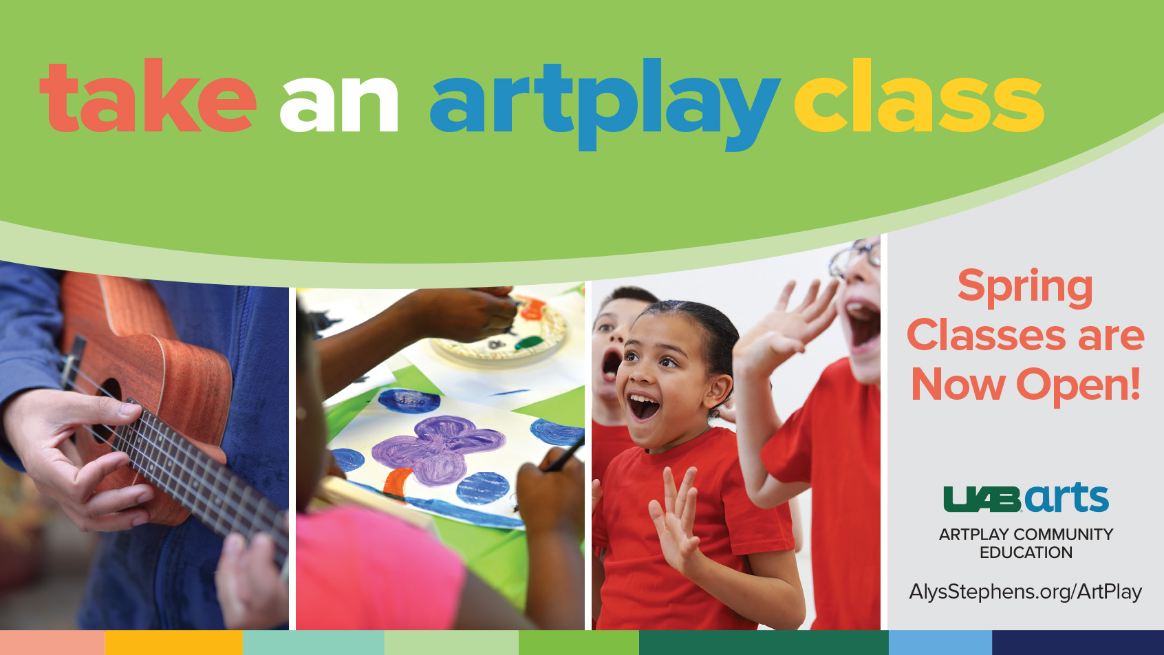 Take an ArtPlay class. Spring classes are now open! UAB Arts: ArtPlay Community Education.