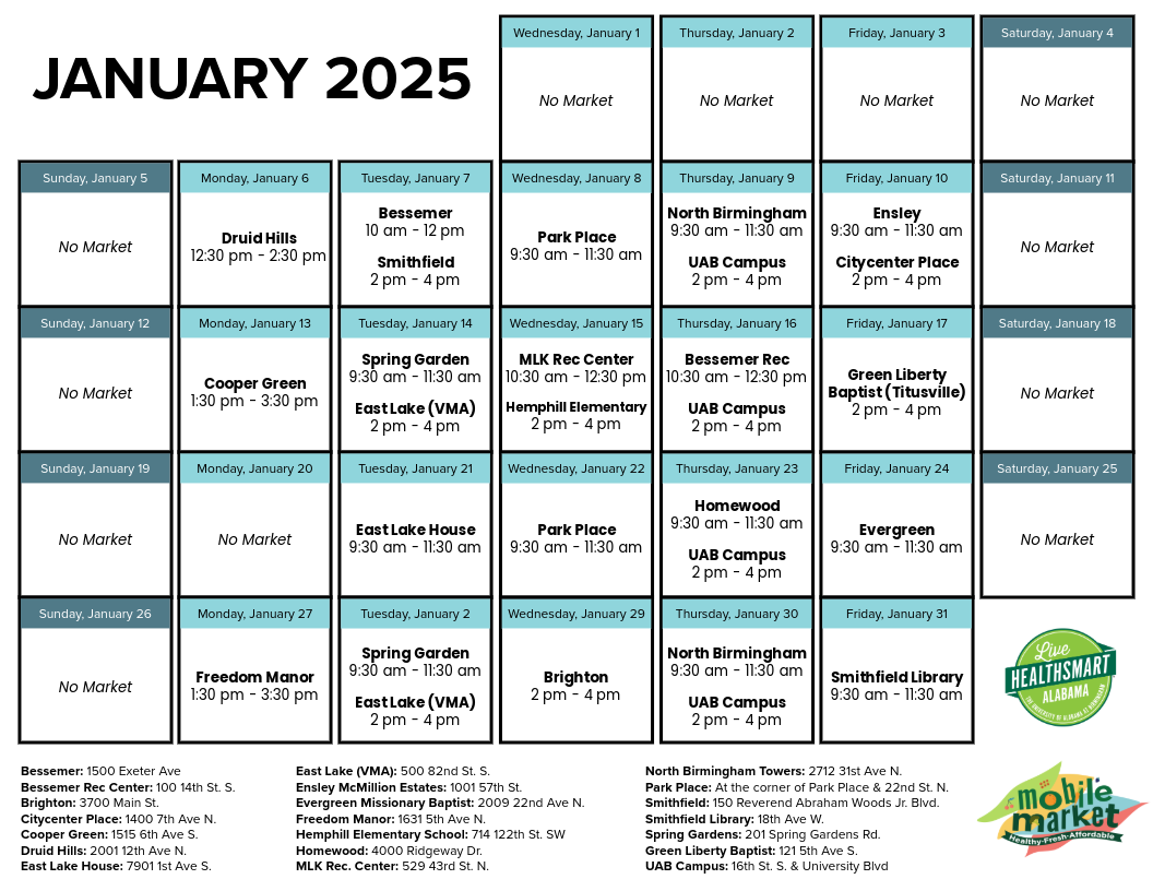 Mobile Market Van Schedule