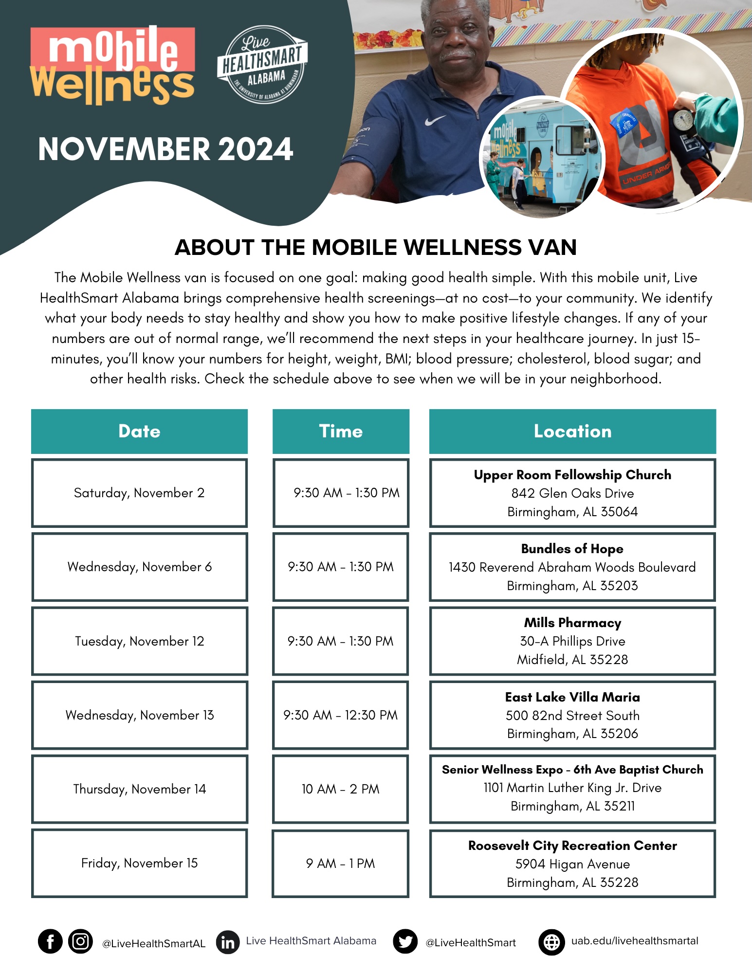 Mobile Wellness Van Schedule