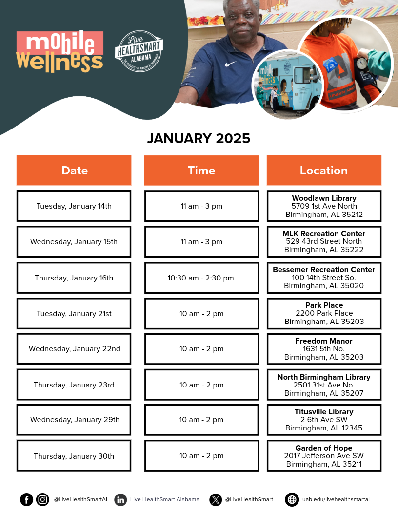 Mobile Wellness Van Schedule