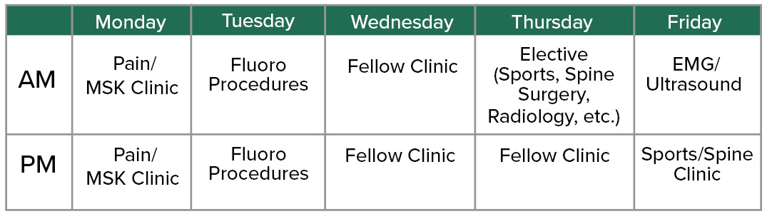 NASS fellowship sample schedule