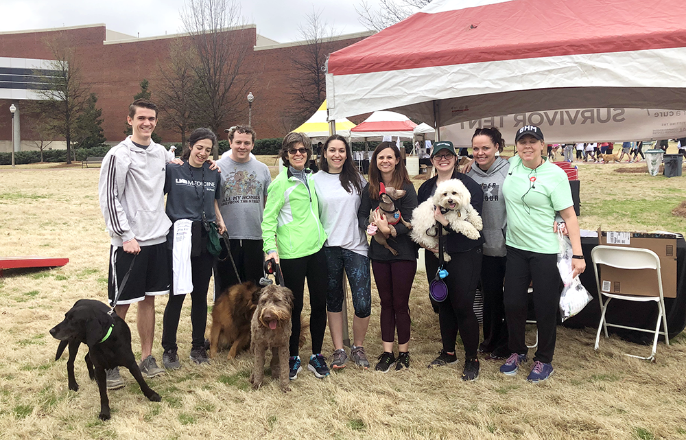 From left: Colin Quinn, Dr. Raoud Marayati, Lee Fernon, Dr. Elizabeth Beierle, Dr. Laura Stafman, Dr. Alicia Waters, Dr. Samantha Baker, Brandi Davis and Mandi Bires teamed up for the annual Lace Up for a Cure walk on Saturday, March 9, to benefit the O'Neal Comprehensive Cancer Center at UAB.  