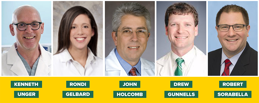 Drs. Kenneth Unger, Rondi Gelbard, John Holcomb, Drew Gunnells and Robert Sorabella will join the UAB Department of Surgery this summer.