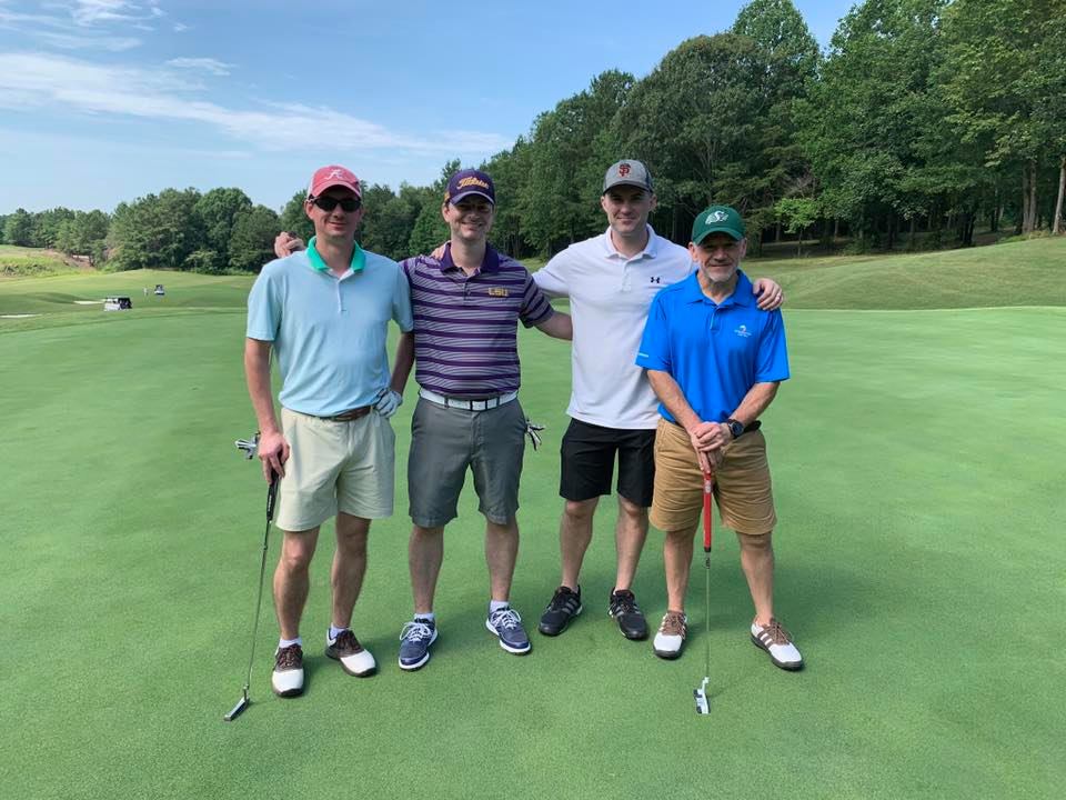 Alumni and faculty, including Urist Society President Dr. Graeme McFarland (second from right), attend the fourth annual Marshall M. Urist, M.D., Society Golf Tournament at Robert Trent Jones Golf Trail at Oxmoor Valley on June 15, 2019. (Photo Courtesy of Jamie Moody)