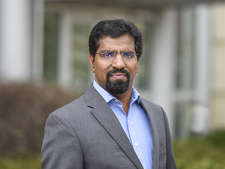 Environmental head shot of Dr. Vinoy Thomas, PhD (Assistant Professor, Materials Science and Engineering), 2018.