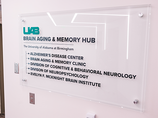 Inside Brain Aging and Memory Clinic sign 240327 001 1704