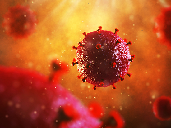 3d illustration of HIV virus.