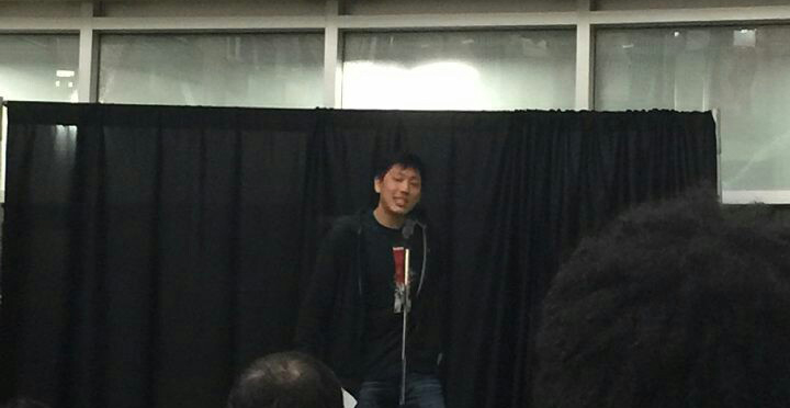 Aaron Cheng won this year's poetry slam. (Photo by Surabhi Rao).