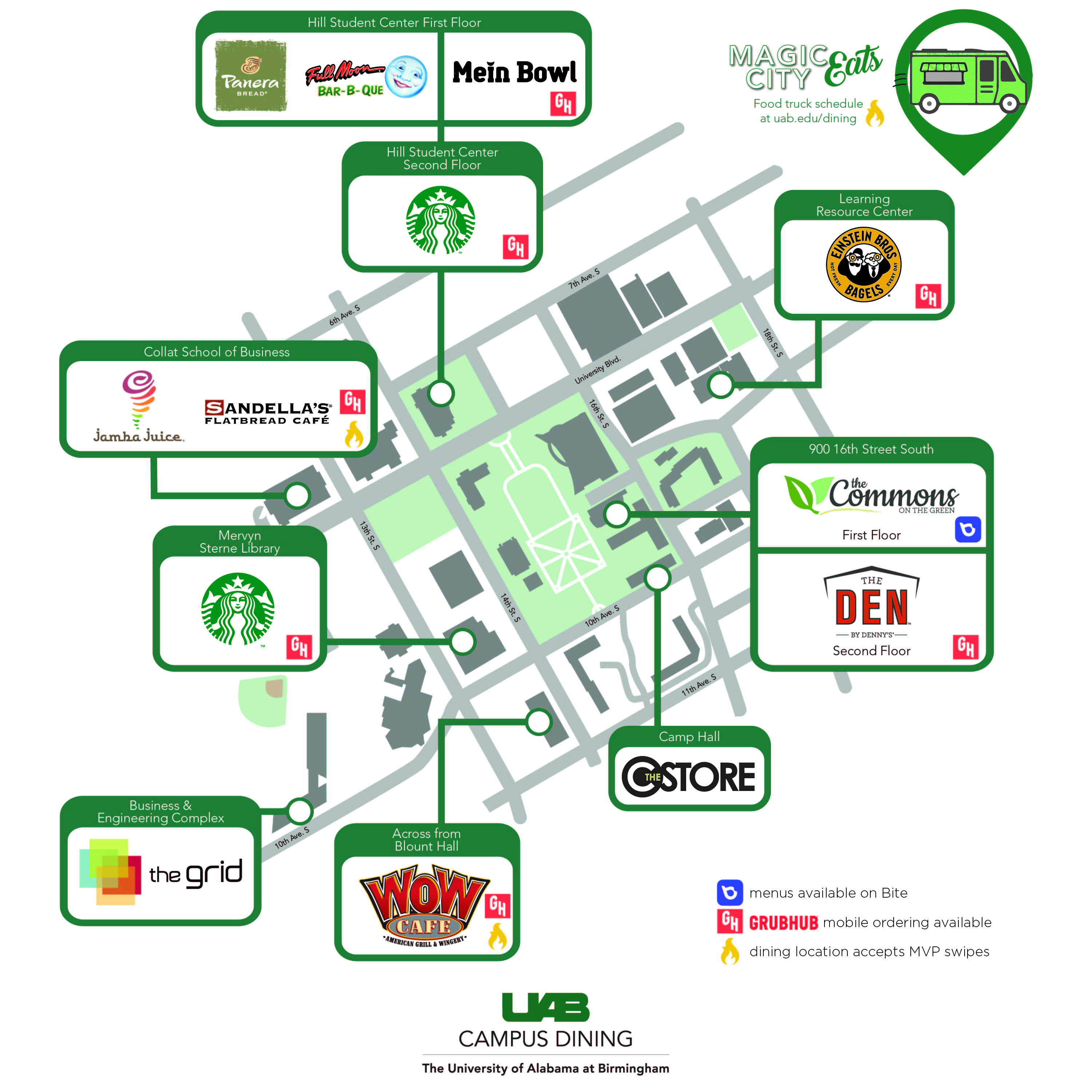 Campus Dining Map Students Dining UAB